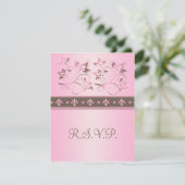 Mocha and Pink Floral RSVP Card (Standing Front)