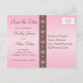 Mocha and Pink Floral Save the Date Postcard (Back)