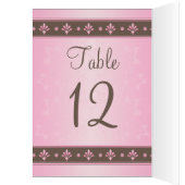 Mocha and Pink Floral Table Number Card (Inside (Left))