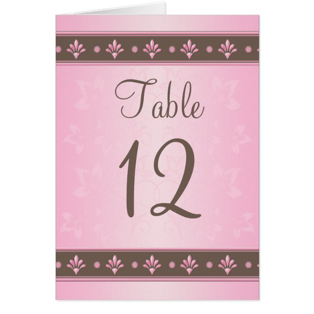 Mocha and Pink Floral Table Number Card (Front)