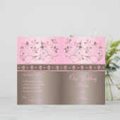 Mocha and Pink Floral Wedding Program (Standing Front)