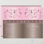 Mocha and Pink Floral Wedding Program (Front/Back)