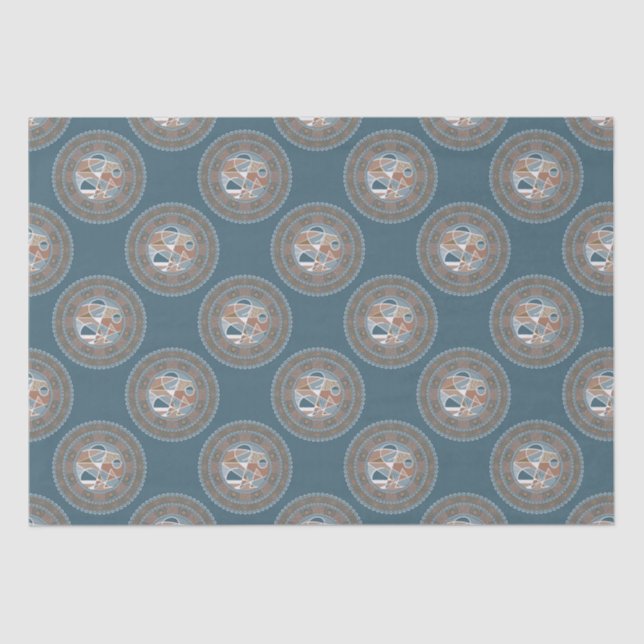Mocha and Teal Abstract Accent Polka Dot Mandala Tissue Paper (Front)