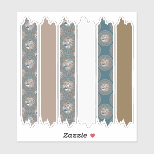Mocha and Teal Dot Mandala Patterns Washi Tape Sticker