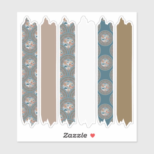 Mocha and Teal Dot Mandala Patterns Washi Tape Sticker (Sheet)