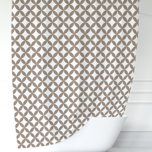 Mocha And White Geometric Shower Curtain