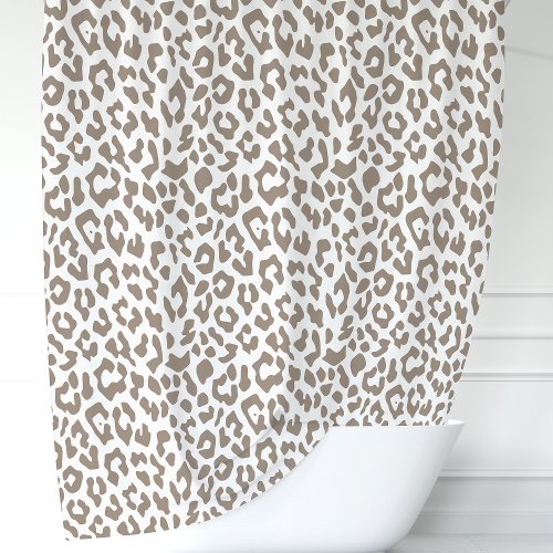 Mocha And White Leopard Shower Curtain