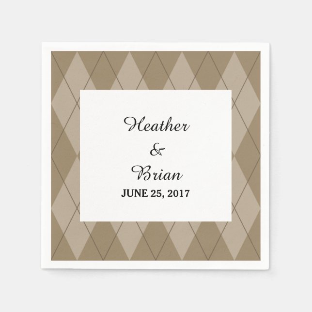 Mocha Argyle Paper Napkins (Front)
