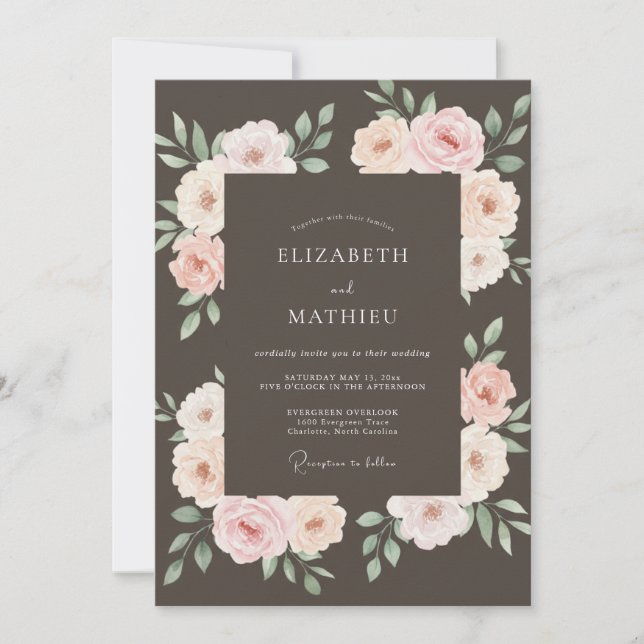Mocha Atmospheric Romantic Wedding Invitation (Front)