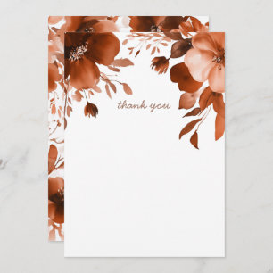 Mocha Blooms Watercolor Bridal Shower CUSTOM Thank You Card