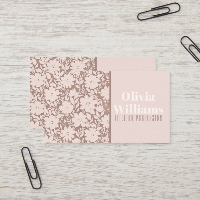 Mocha Blossom Elegance Business Card (Front/Back In Situ)