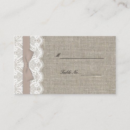 Mocha Bow and Lace Reception Place Card Business Card Template