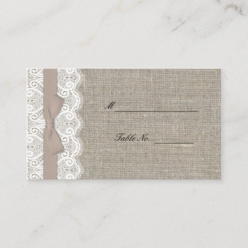 Customizable Mocha Bow and Lace Reception Place Card Business Card Template