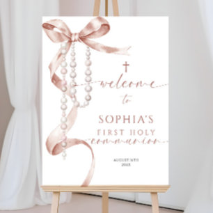 Mocha Bow First Holy Communion Welcome Sign
