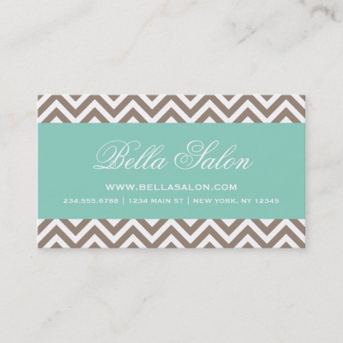 Mocha Brown &amp; Aqua Modern Chevron Stripes Business Card