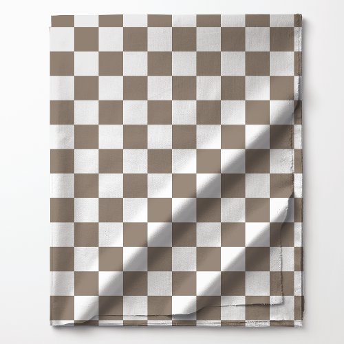 Mocha Brown and White Checkered Pattern Fabric