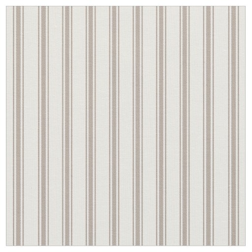 Mocha Brown and White Classic Ticking Stripes Fabric