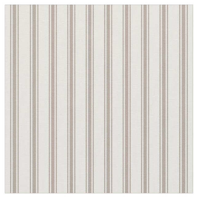 Mocha Brown and White Classic Ticking Stripes Fabric (Close Up)