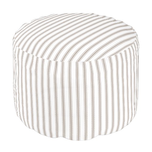 Mocha Brown and White Classic Ticking Stripes Pouf