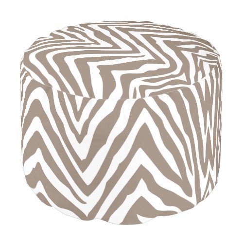 Mocha Brown and White Zebra Print Pouf