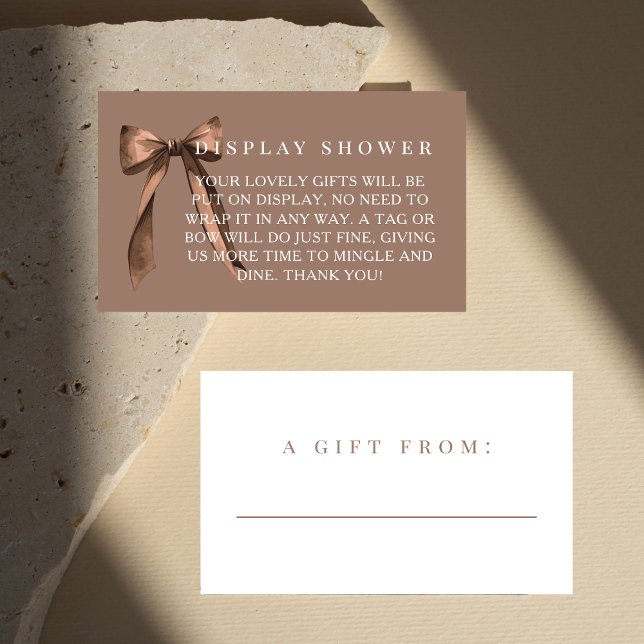 Mocha Brown Bow No Gift Wrap Display Bridal Shower Enclosure Card (Creator Uploaded)