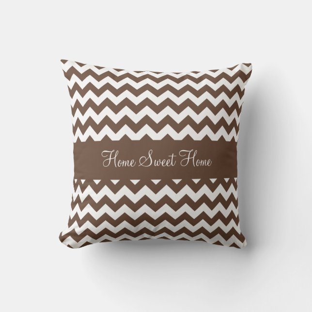 Mocha Brown Chevron Throw Pillow (Front)