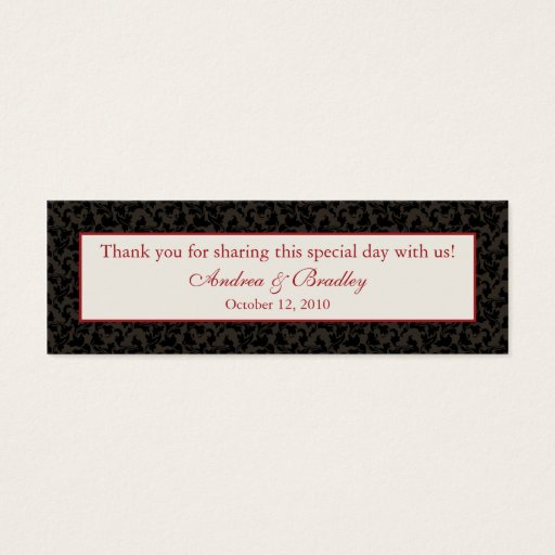 Customizable Mocha Brown &amp; Claret Red Damask Wedding Favor Tag Business Cards