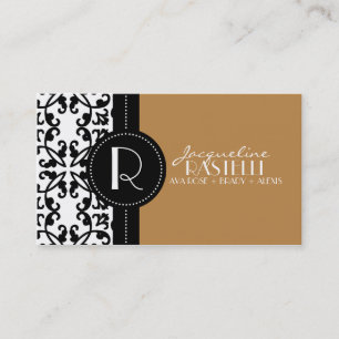 Mocha Brown Estate Damask Mommy Calling Card /
