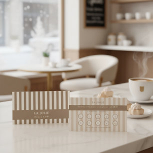 Mocha Brown French Stripes Bakery Loyalty Punch Business Card