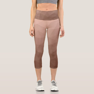 Mocha Brown geometric mesh modern pattern Capri Leggings