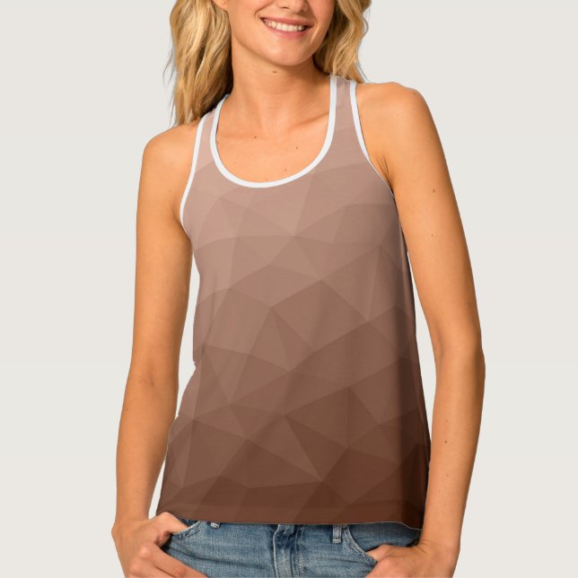 Mocha Brown geometric mesh modern pattern Tank Top (Front)
