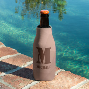 Mocha Brown geometric mesh pattern Monogram Bottle Cooler