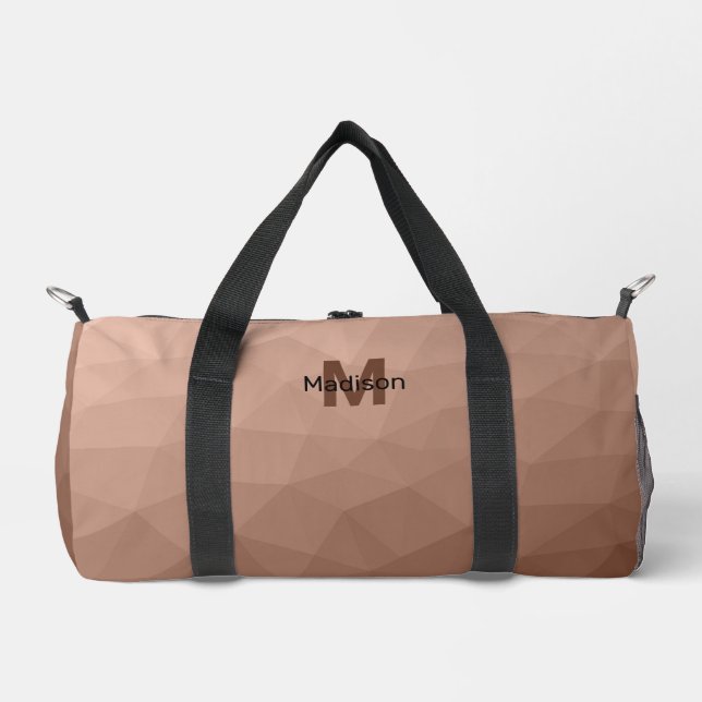 Mocha Brown geometric mesh pattern Monogram Duffle Bag (Front)