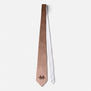 Mocha Brown geometric mesh pattern Monogram Neck Tie