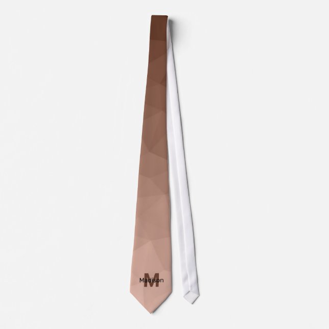 Mocha Brown geometric mesh pattern Monogram Neck Tie (Front)