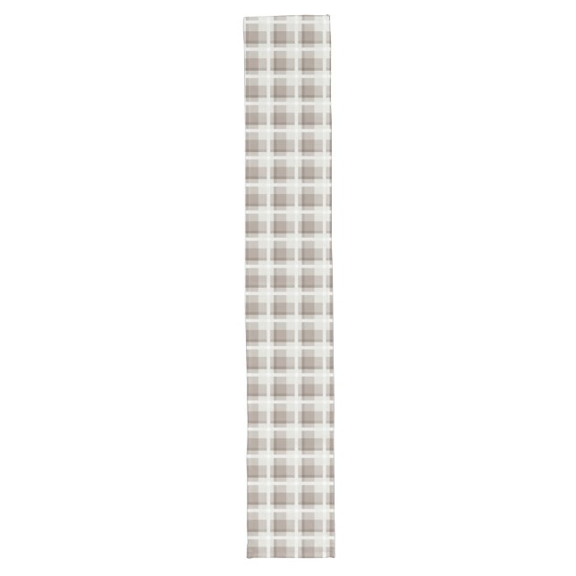 Mocha Brown Gingham buffalo plaid check  Long Table Runner (Front)