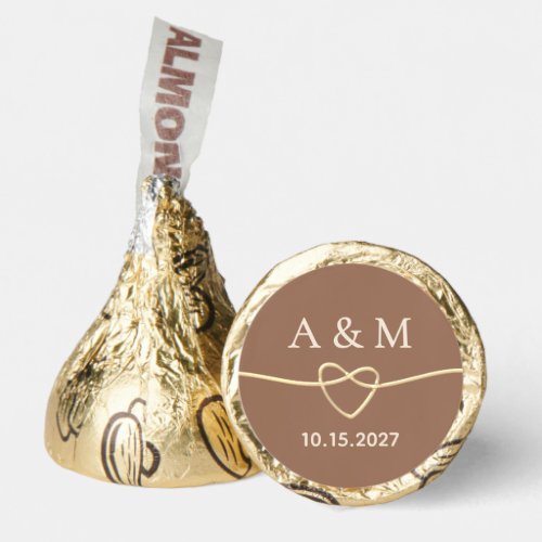 Mocha Brown Gold Heart Monogram Wedding Hershey®'s Kisses®