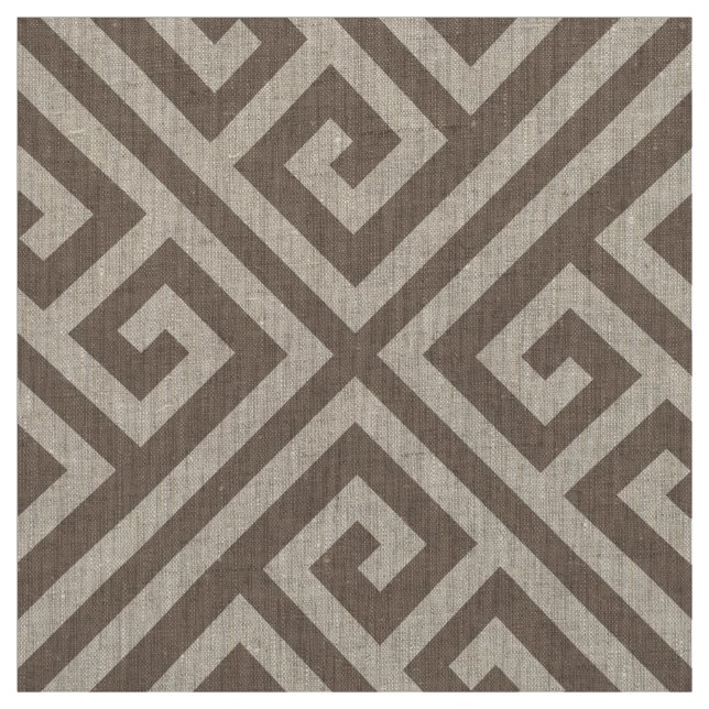 Mocha Brown Greek Key Large Scale Fabric (Swatch)