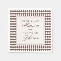 Mocha Brown Harlequin Checkered Wedding