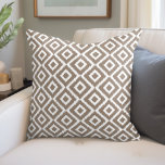 Mocha Brown Ikat Diamonds Throw Pillow<br><div class="desc">Cute Girly Trendy Chic Preppy Abstract Tribal Ikat Chevron Diamond Pattern</div>