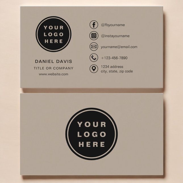 Mocha Brown Minimalist Logo Social Media Icons Business Card (Creator Uploaded)