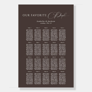 Mocha Brown Minimalist Modern Seating Chart Foam Board