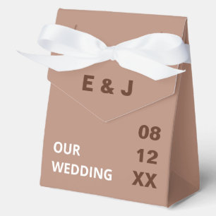 Mocha Brown Modern Wedding Favor Boxes