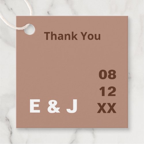 Mocha Brown Modern Wedding Favor Tags