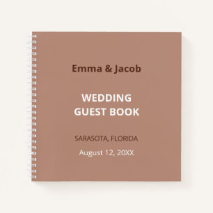 Mocha Brown Modern Wedding Guest Book