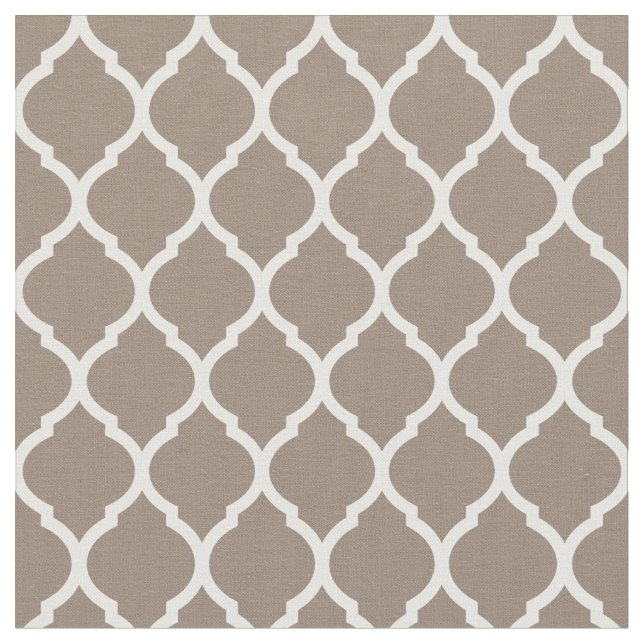 Mocha Brown Moroccan Quatrefoil Fabric (Close Up)