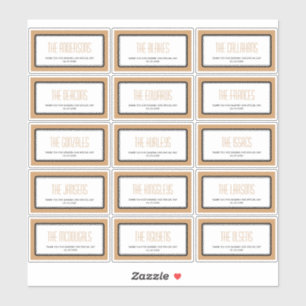 Mocha brown rectangular individual 15 labels