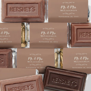 Mocha Brown Rustic Elegant Wedding Mr & Mrs Trendy Hershey's Miniatures