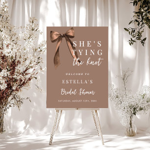 Mocha Brown She's Tying The Knot Bow Bridal Shower Foam Board