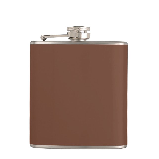Mocha Brown Solid Color | Classic | Elegant Flask (Front)
